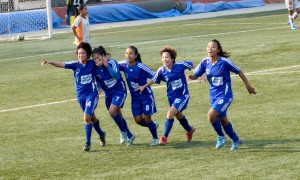 गोल गरेपछि पुलिसका खेलाडी ।