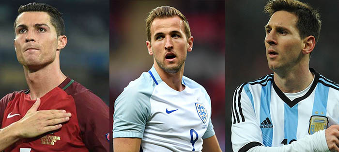 messi ronaldo kane